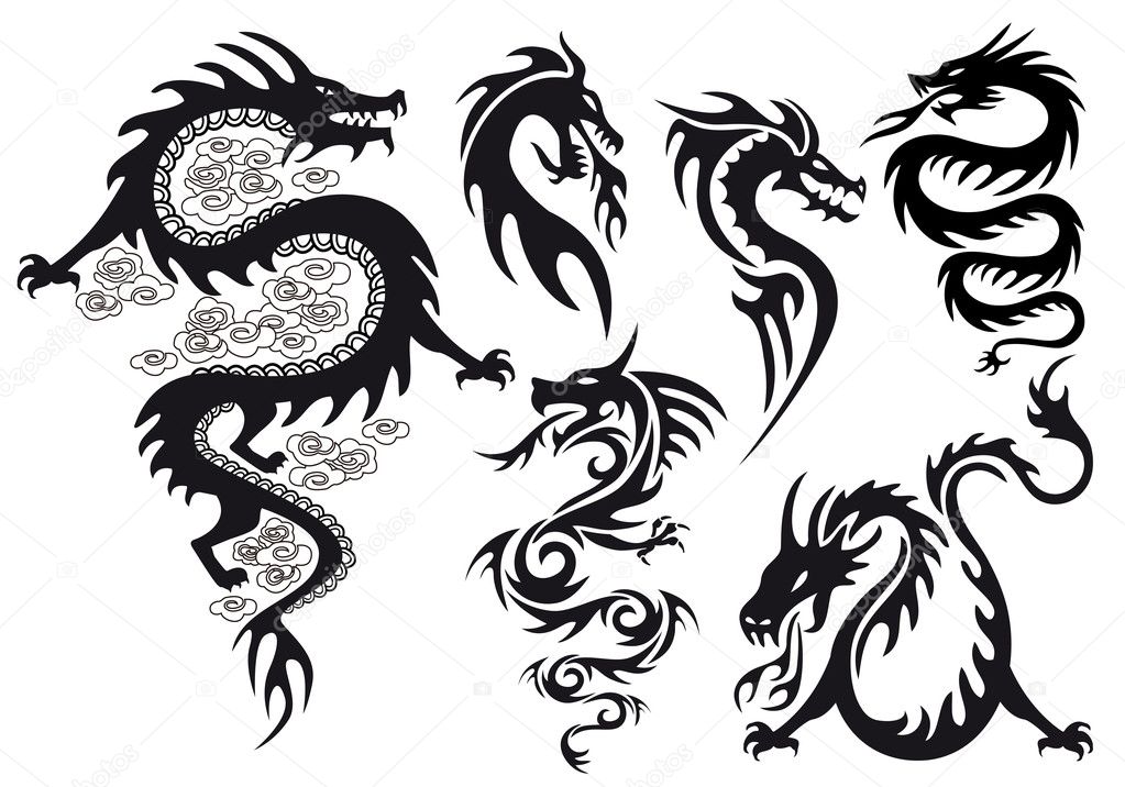 Dragon tattoo, vector