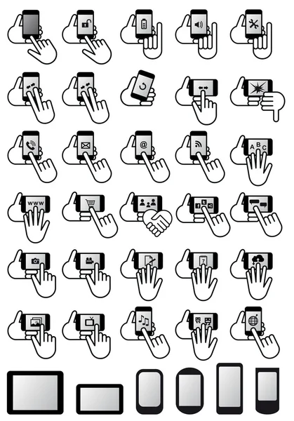 stock vector Smartphones with hands, vector icon set