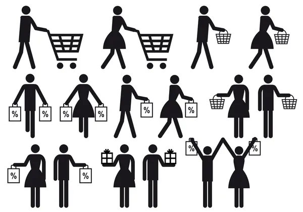 Shopping, ensemble d'icônes vectorielles — Image vectorielle