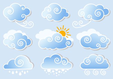 Blue sky with clouds, vector clipart