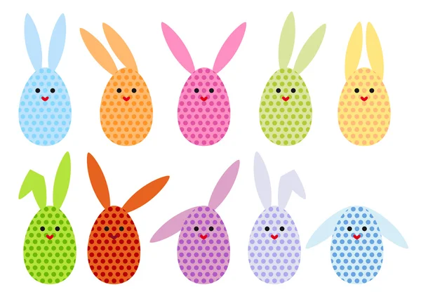 Paskalya yumurtası bunnies, vektör — Stok Vektör