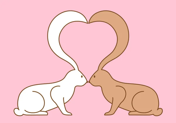 Пасхальные кролики поцелуи, векторный фон — стоковый вектор