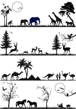 Animal background set, vector clipart