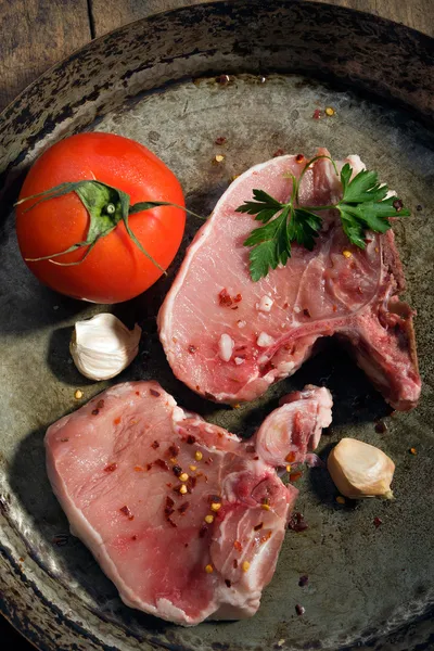 Two freshly raw pork chop — Stock Photo, Image