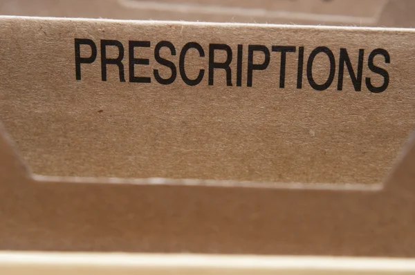 Aba de seção de prescrições no arquivo dobrável . — Fotografia de Stock