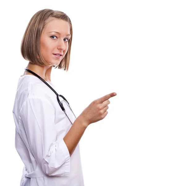 Lachende medische arts met een stethoscoop — Stockfoto