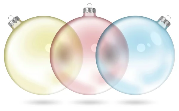 三色圣诞透明球 — 图库照片