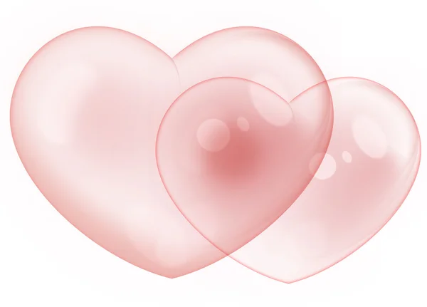 Două inimi de cristal roșu — Fotografie, imagine de stoc