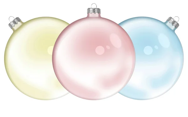 Tre färg jul genomskinliga bollen — Stockfoto