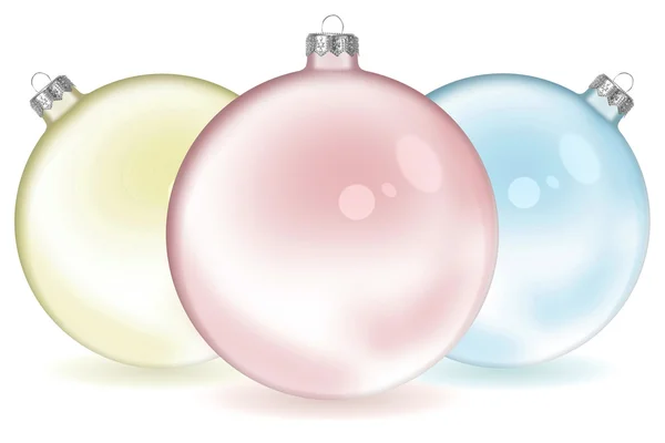 Tři barevné vánoční průhledné koule — Stock fotografie