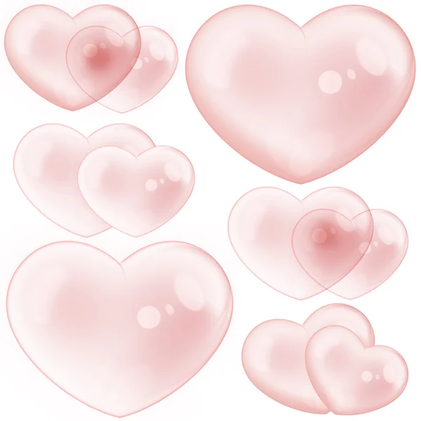 Set of Red Crystal Hearts — Stock Photo, Image