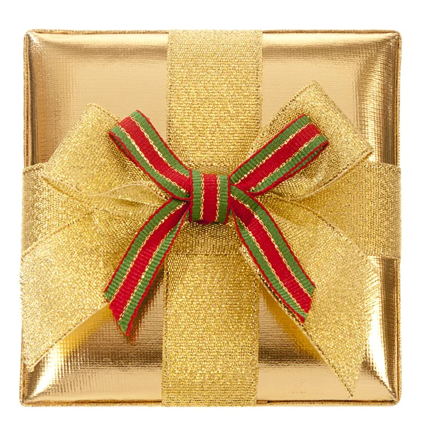 Geschlossene goldene Geschenkbox — Stockfoto