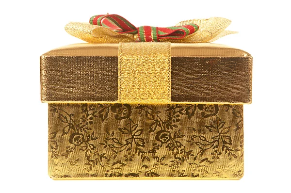 Uzavřené zlatá Dárková krabice — Stock fotografie