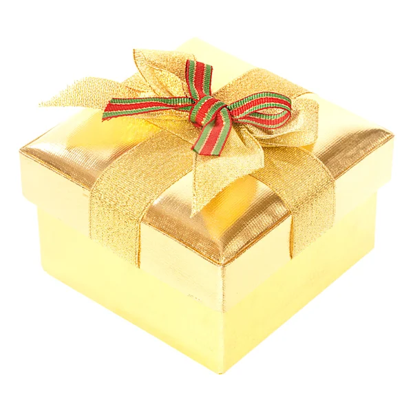Caja regalo de oro — Foto de Stock