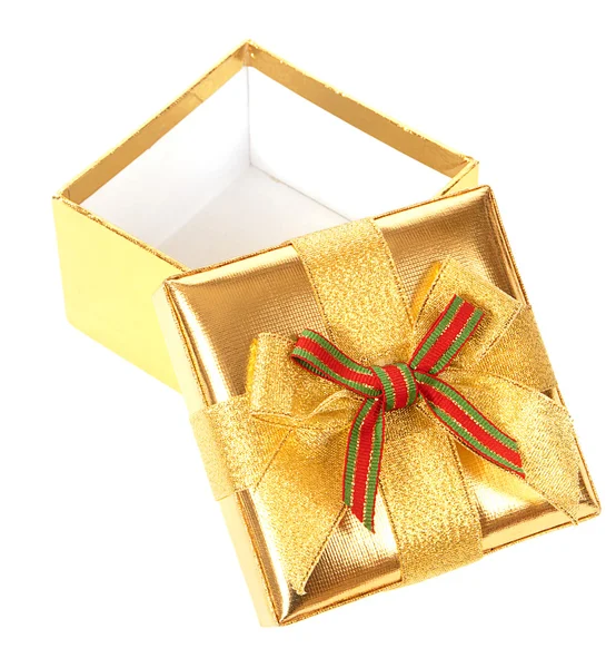 Caixa de presente de ouro aberto — Fotografia de Stock