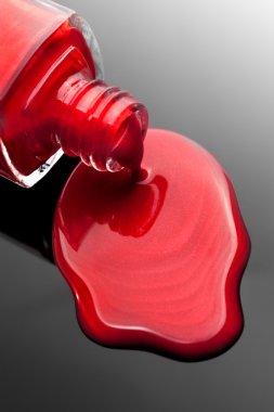 Red nail polish bottle with splash clipart