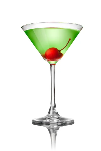 Zöld martini koktél elszigetelt fehér — Stock Fotó