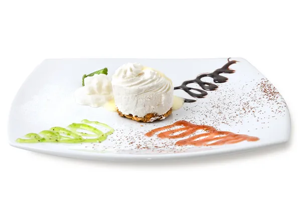 Cream cheesecake isolated on white — Stock Photo, Image