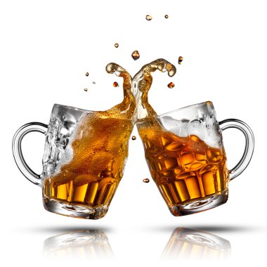 Beer splash in glass isolated on white clipart