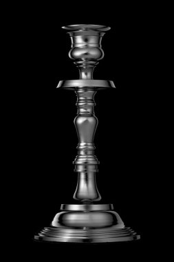 Silver candlestick isolated on black background clipart