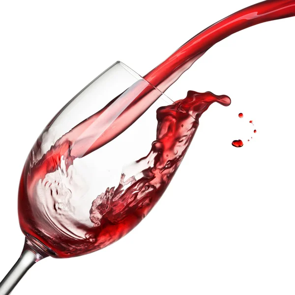 白で隔離されるワインのスプラッシュ — ストック写真