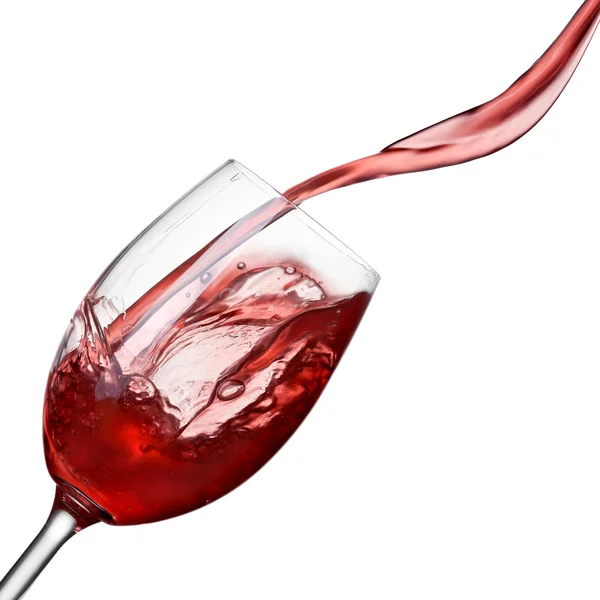 Salpicadura de vino en vaso aislado en blanco — Foto de Stock