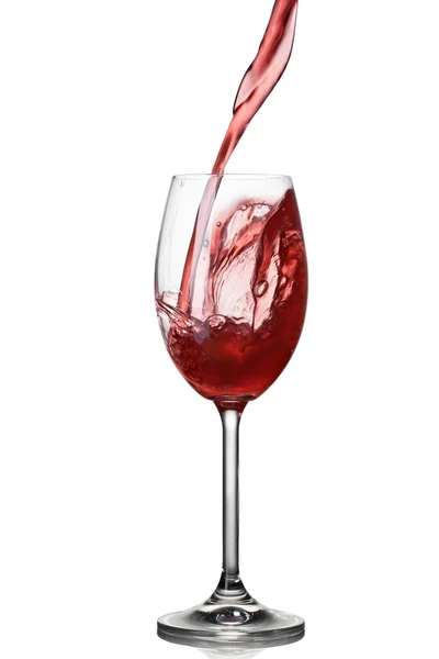 Splash of wine in glass isolated on white — Stock Photo, Image
