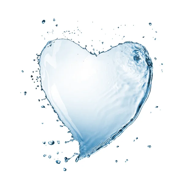 Coração de respingo de água isolado no branco — Fotografia de Stock