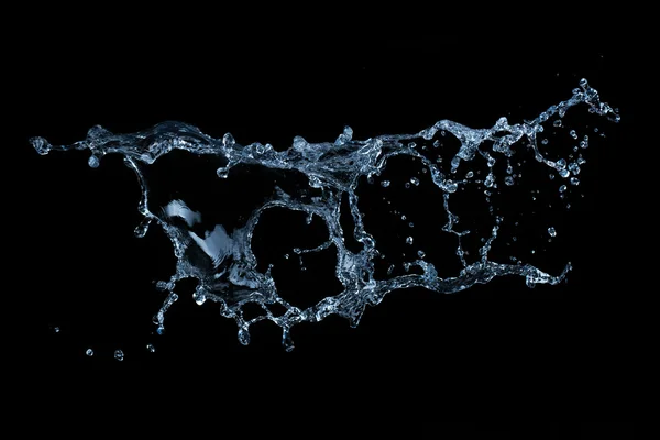 Water splash isolated on black background — Stock Photo, Image