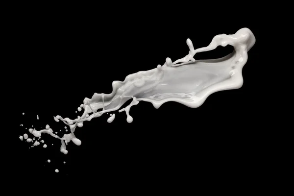 Mjölkstänk isolerad på svart bakgrund — Stockfoto