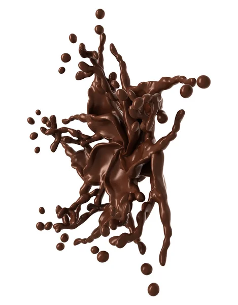 Splash: Tekuté čokolády tvar hvězdy s kapky — Stock fotografie