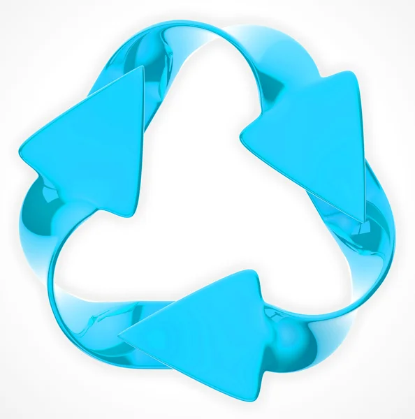 Sustentabilidade ambiental: sinal azul de reciclagem — Fotografia de Stock