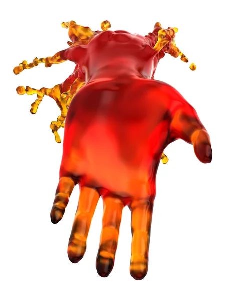 Pomocną dłoń: czerwony płynny kształt na białym tle — Zdjęcie stockowe
