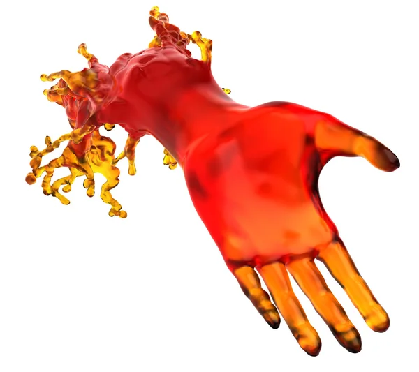 Helfende Hand: rote Flüssigkeitsform — Stockfoto