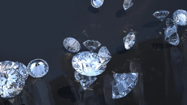 Gemmes précieuses : groupe de diamants roulant sur — Photo