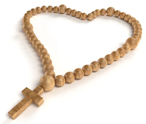 Náboženský život a lásku: dřevěné korálky věnec okolo nebo růženec — Stock fotografie