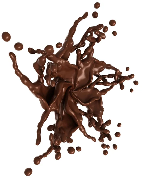 Chocolate salpicante: forma de estrella líquida con gotas aisladas —  Fotos de Stock