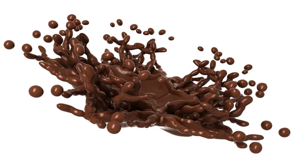 Splashes saborosos: chocolate líquido com gotas — Fotografia de Stock