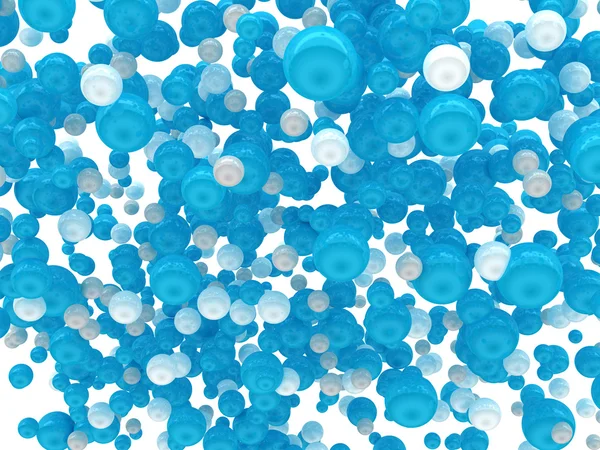 Niebieski i biały błyszczący kule na białym tle — Zdjęcie stockowe
