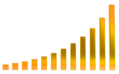 Büyüme: Turuncu diyagramı veya grafik üzerinde beyaz