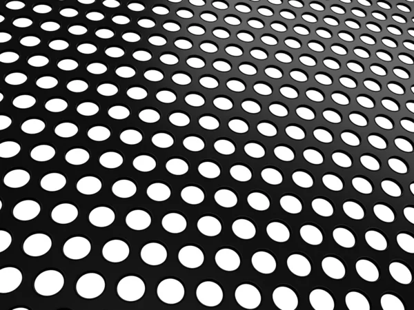 Černá hliníková mřížka s otvory na bílém pozadí — Stock fotografie