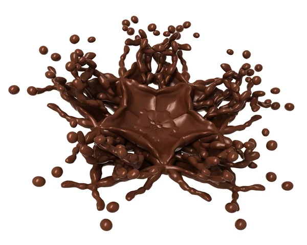 Chocolate Splash: Liquid shape with drops — Stock Photo, Image