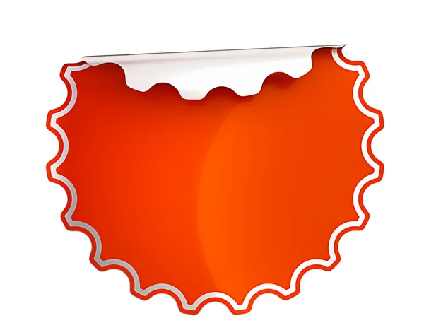 Adesivo dobrado vermelho redondo ou etiqueta — Fotografia de Stock