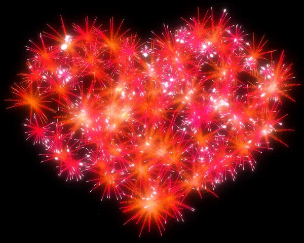 Walentynki-dzień czerwony fajerwerki kształt serca — Zdjęcie stockowe