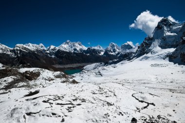 View from Renjo Pass: Everest Mt. and Gokyo lake clipart