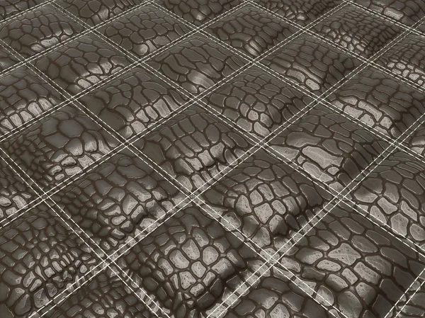 Pele de jacaré com retângulos costurados — Fotografia de Stock