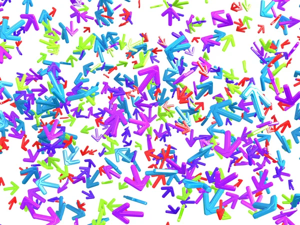 Chaos: kleurrijke pijlen met willekeurige richting — Stockfoto