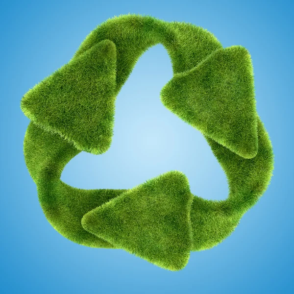 Ecología: símbolo de reciclaje de hierba verde —  Fotos de Stock
