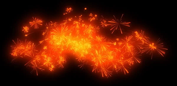 Vacaciones: fuegos artificiales festivos de color naranja por la noche — Foto de Stock