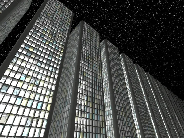 Megalopolis la nuit : gratte-ciel abstraits — Photo